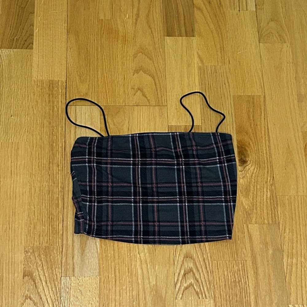 Bear Dance Gray and Pink Plaid Top